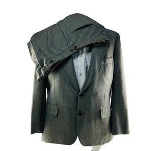 Paul Stuart Brown Blue & Orange Check 2 Button/Vent Full Suit Size 43R 38X26